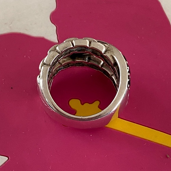 JAI by John Hardy Sterling Silver 925 Black Box Chain Crossover Ring Size 6 - Picture 3 of 7